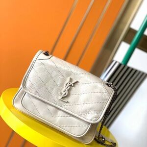 YSL NIKI white medium Crinkled crossbody bag